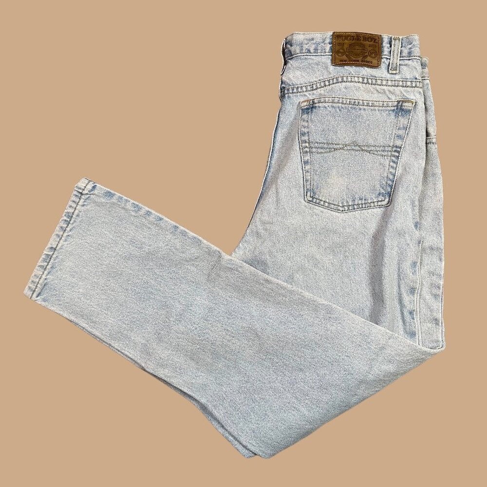 Vintage Bugle Boy Light Wash Denim 100% Cotton Straight Leg Jeans Size 34 X 30